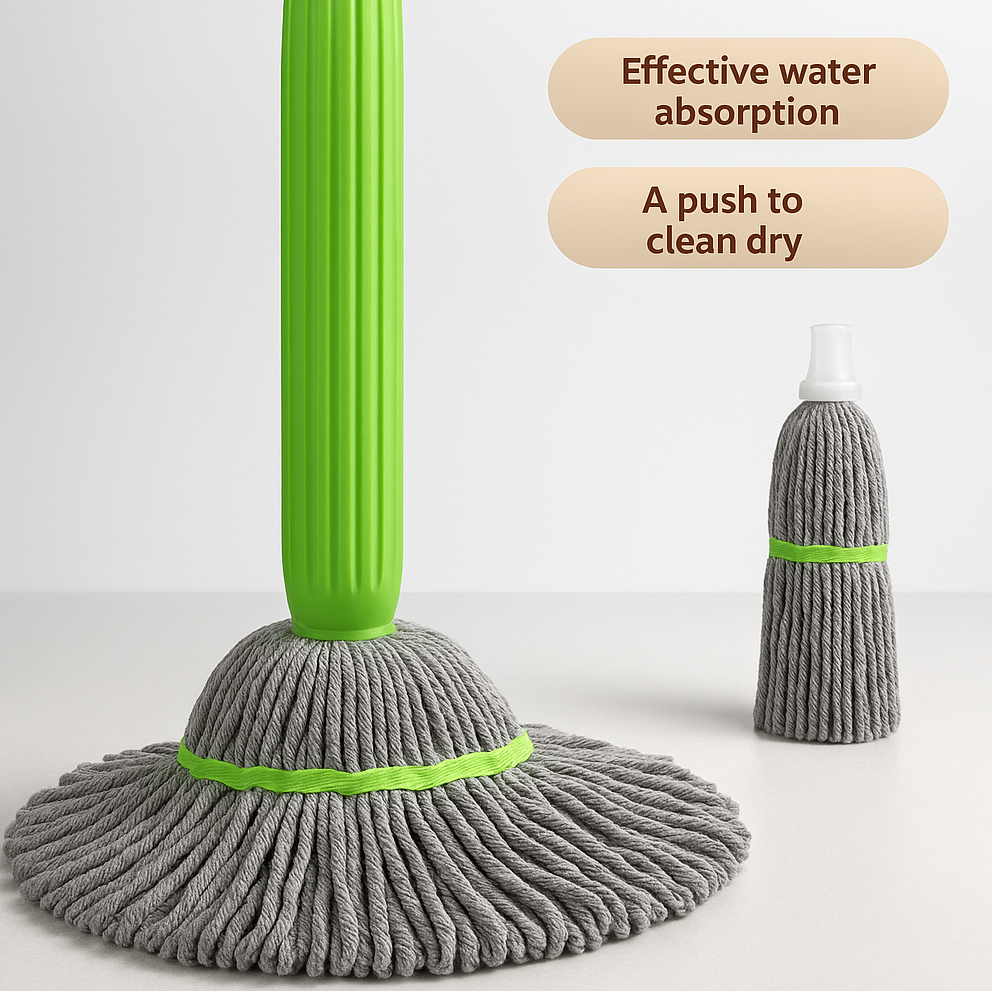 Self-Twisting 360° Water Rotating Mop – Microfiber Cleaning Mop with Steel Handle