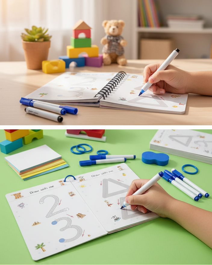 Reusable Tracing Line Practice Book for Kids – Erasable, Reusable Writing Workbook for Early Learning