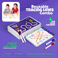 Reusable Tracing Line Practice Book for Kids – Erasable, Reusable Writing Workbook for Early Learning