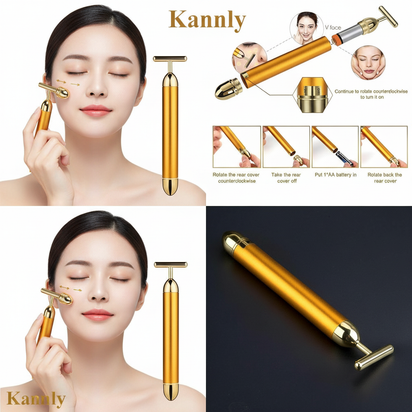 24K Gold Energy Beauty Bar Electric Facial Massage Roller
