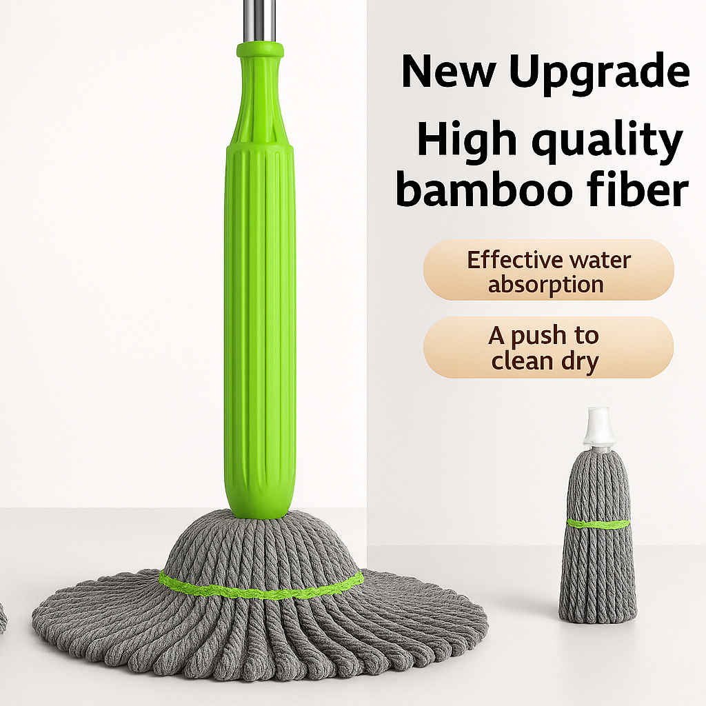 Self-Twisting 360° Water Rotating Mop – Microfiber Cleaning Mop with Steel Handle