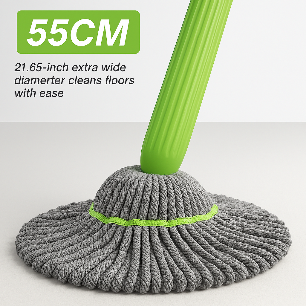 Self-Twisting 360° Water Rotating Mop – Microfiber Cleaning Mop with Steel Handle
