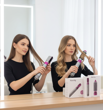 5 in 1 Multifunctional Hair Dryer Styling Tool, Detachable 5-in-1 Multi-Head Hot Air Comb, The Negative Ion Automatic Suction Hair Curler