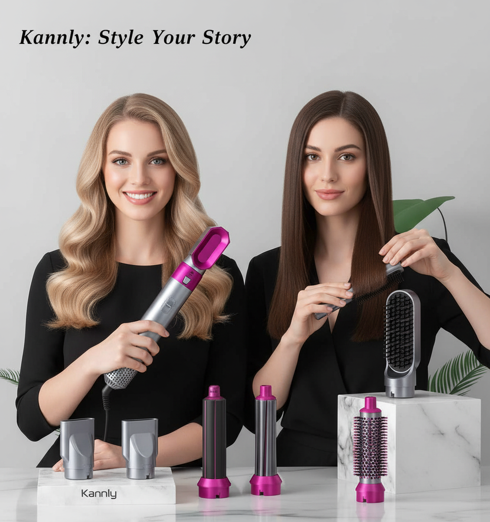 5 in 1 Multifunctional Hair Dryer Styling Tool, Detachable 5-in-1 Multi-Head Hot Air Comb, The Negative Ion Automatic Suction Hair Curler
