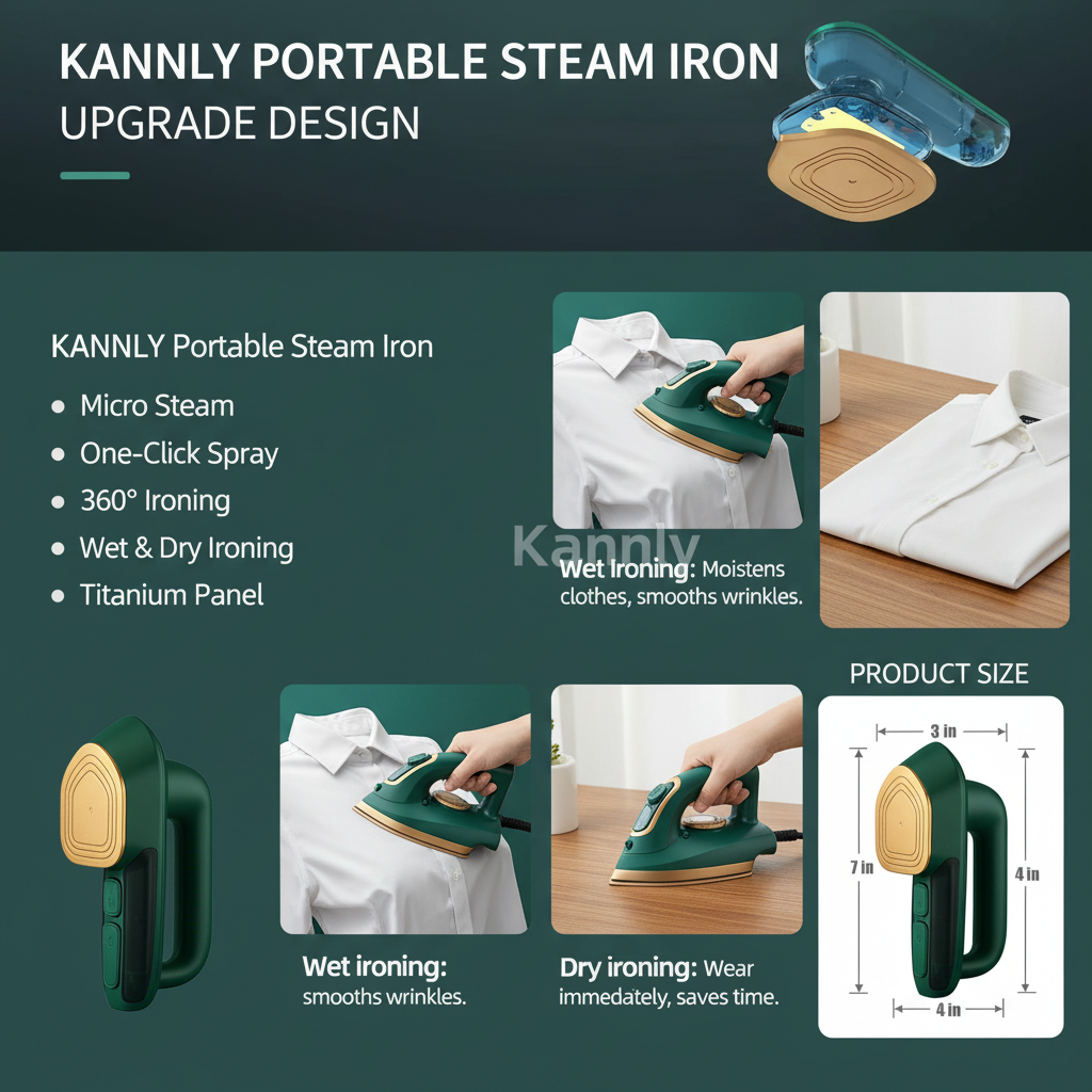 2-in-1 Portable Travel Steamer & Mini Iron – Handheld Dry & Wet Ironing for Clothes, Compact for Home & Travel