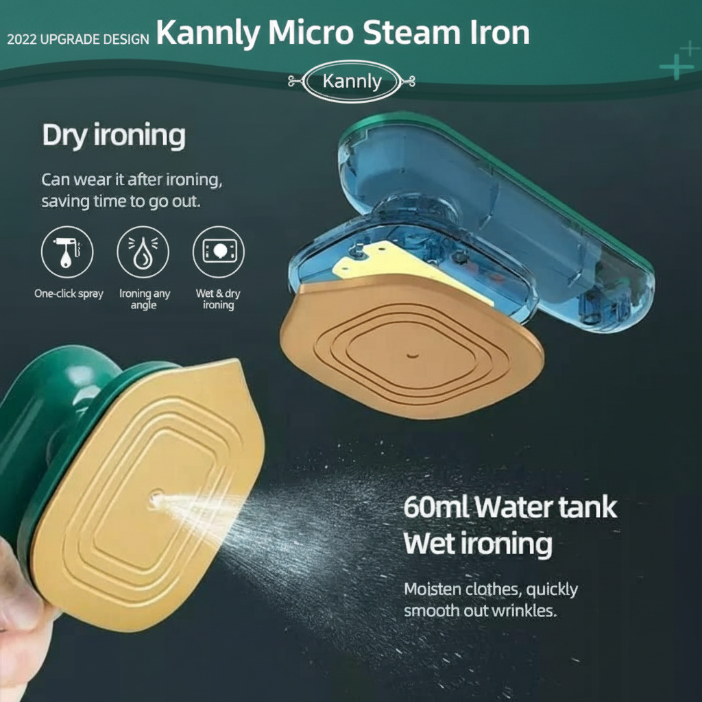 2-in-1 Portable Travel Steamer & Mini Iron – Handheld Dry & Wet Ironing for Clothes, Compact for Home & Travel