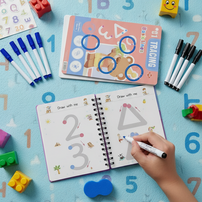 Reusable Tracing Line Practice Book for Kids – Erasable, Reusable Writing Workbook for Early Learning