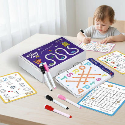 Reusable Tracing Line Practice Book for Kids – Erasable, Reusable Writing Workbook for Early Learning