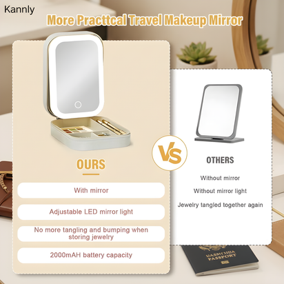 Makeup & Jewelry Box with LED Mirror