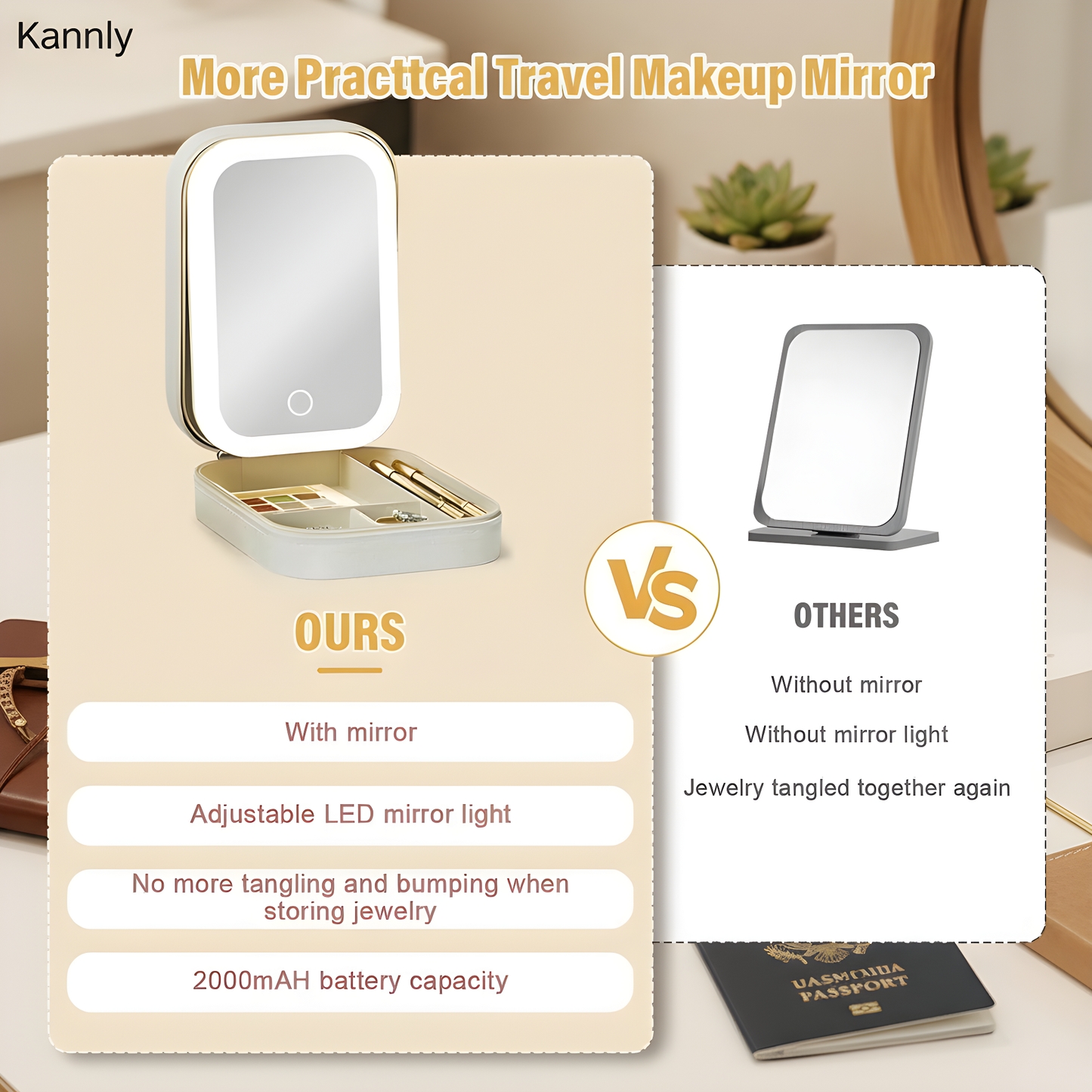 Makeup & Jewelry Box with LED Mirror